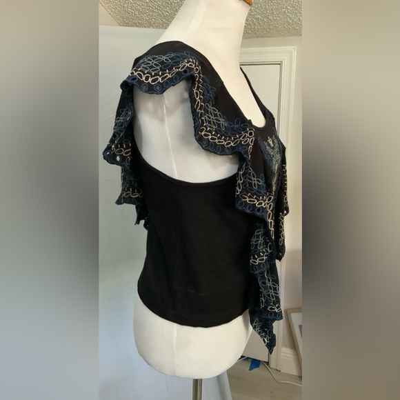 ✨ Free People La Cienega Embroidered Flutter Sleeve Top S ✨ Boho Festival - Picture 2 of 8